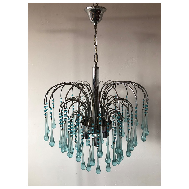 Lustre gouttes d'eau en verre turquoise