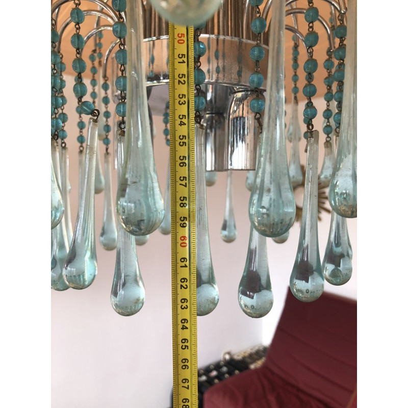 Lustre gouttes d'eau en verre turquoise