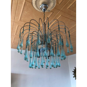 Lustre gouttes d'eau en verre turquoise