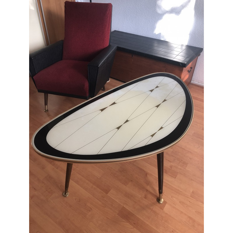 Table tripode Opal en verre graphique des années 60