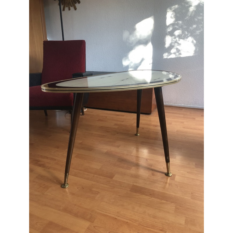 Table tripode Opal en verre graphique des années 60