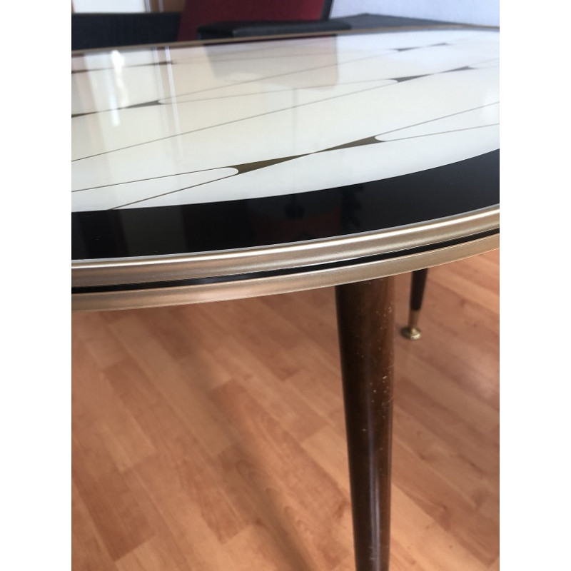 Table tripode Opal en verre graphique des années 60