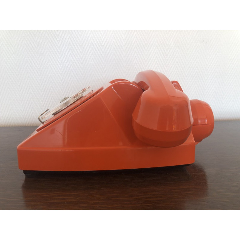 Téléphone vintage Socotel orange à cadran, 1980