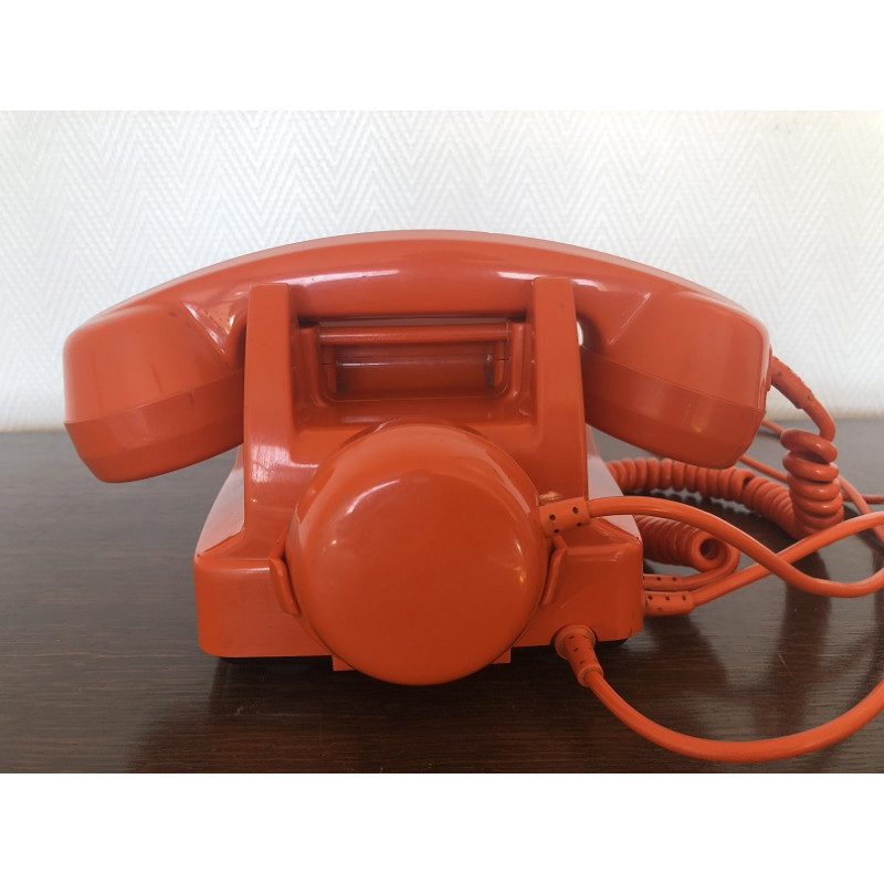 Téléphone vintage Socotel orange à cadran, 1980