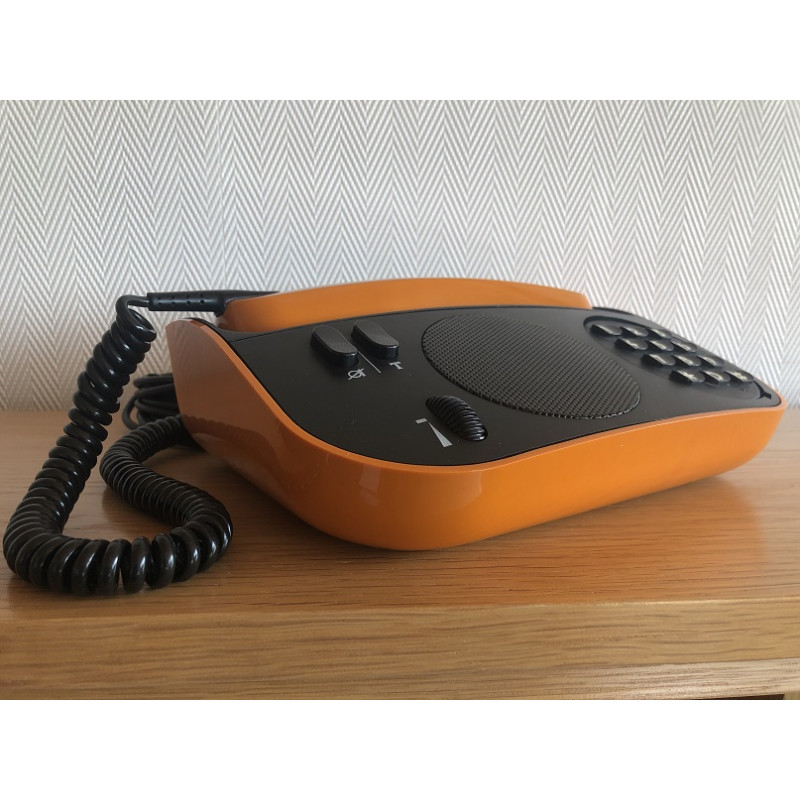 Téléphone PTT vintage Télic T75 orange de 1975