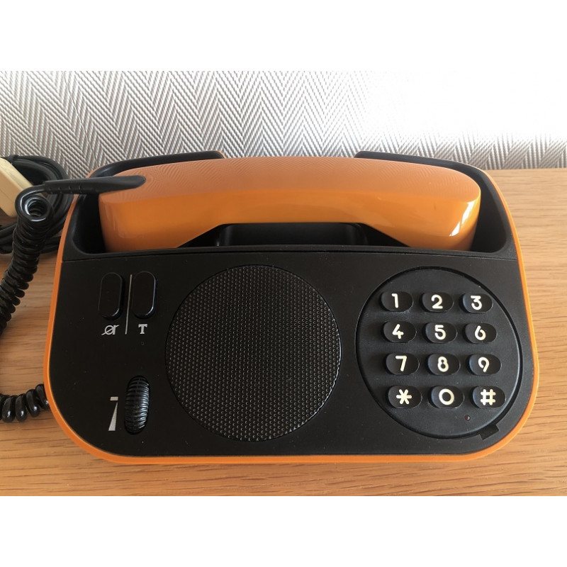 Téléphone PTT vintage Télic T75 orange de 1975