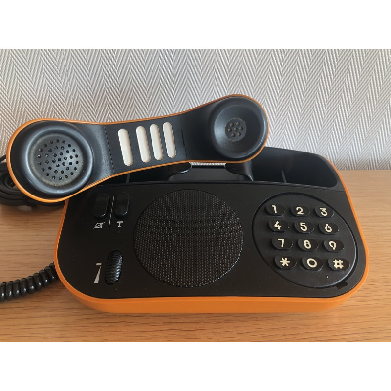 Téléphone PTT vintage Télic T75 orange de 1975