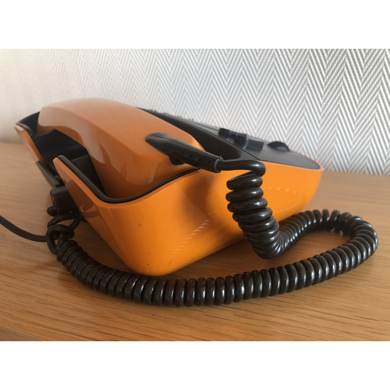 Téléphone PTT vintage Télic T75 orange de 1975