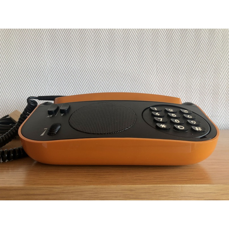 Téléphone PTT vintage Télic T75 orange de 1975