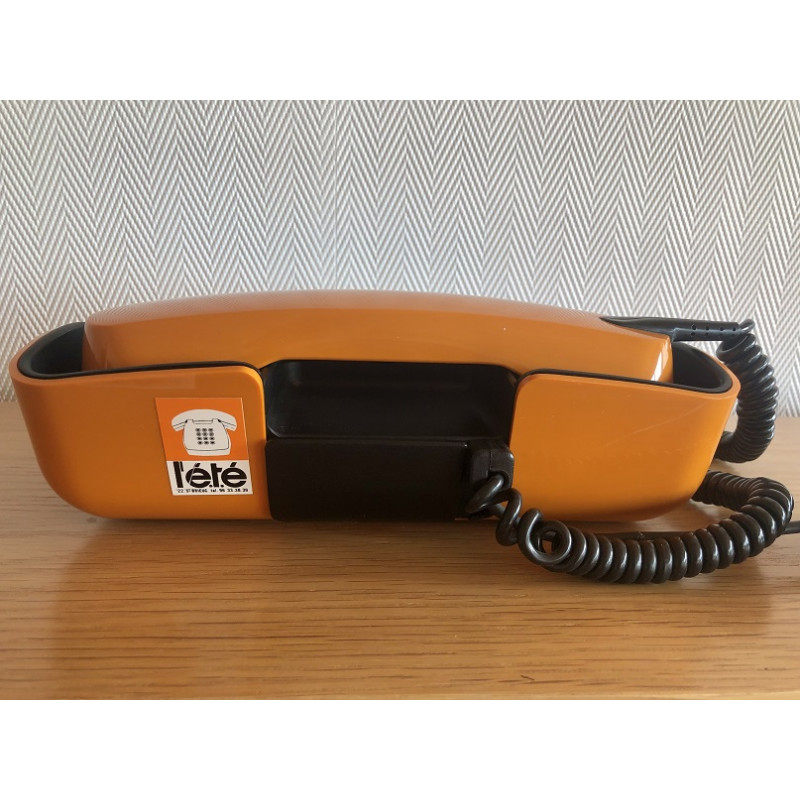 Téléphone PTT vintage Télic T75 orange de 1975