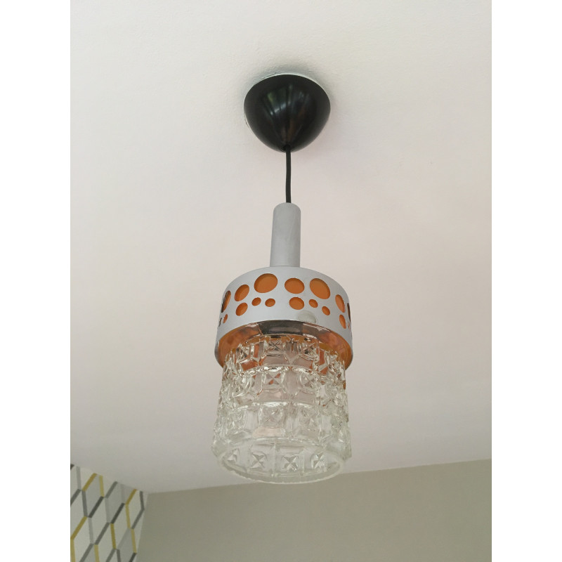 Suspension Raak metal et verre 70s