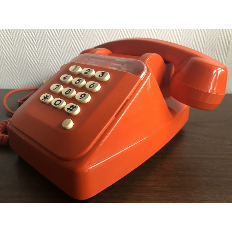 Téléphone Socotel orange à touches des années 80