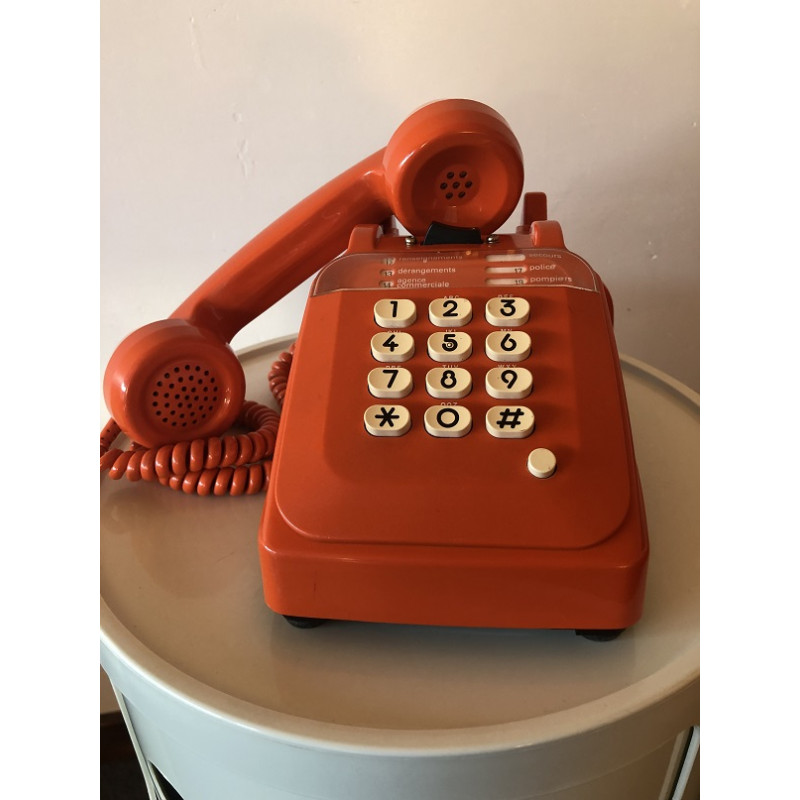 Téléphone Socotel orange à touches des années 70 80