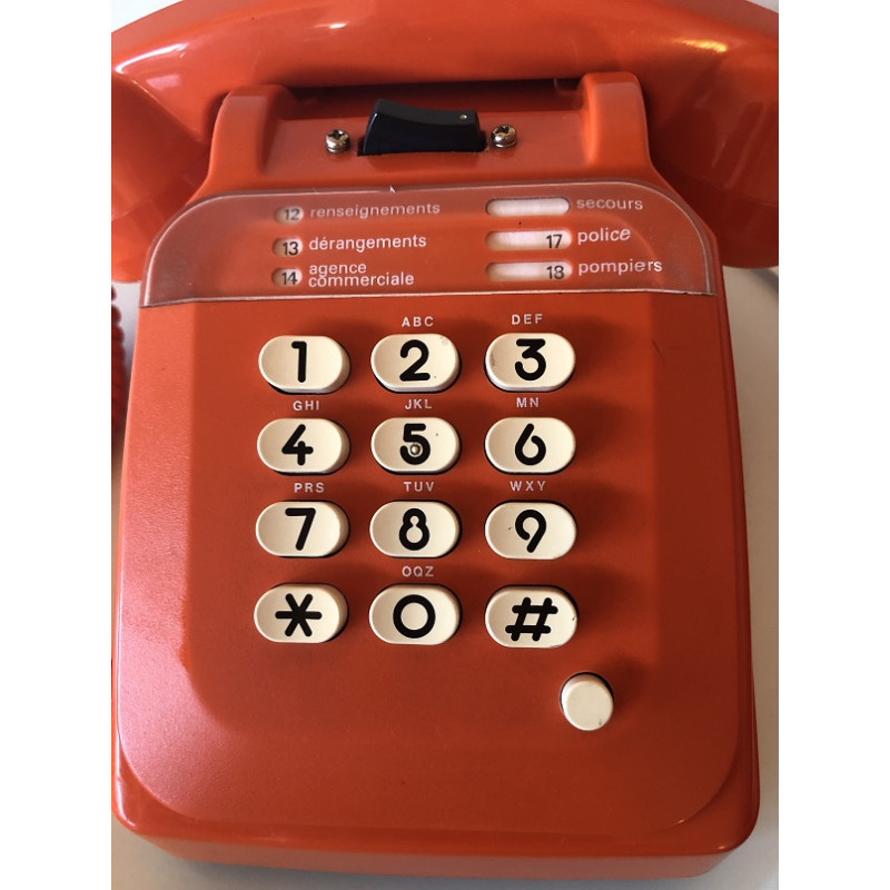 Téléphone Socotel orange à touches des années 70 80