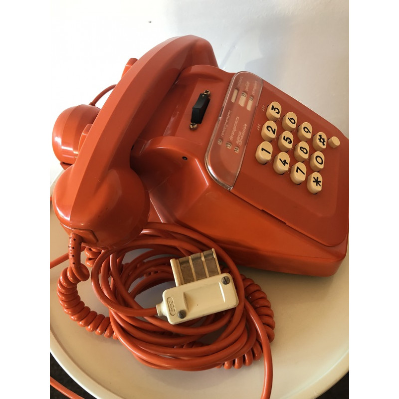 Téléphone Socotel orange à touches des années 70 80