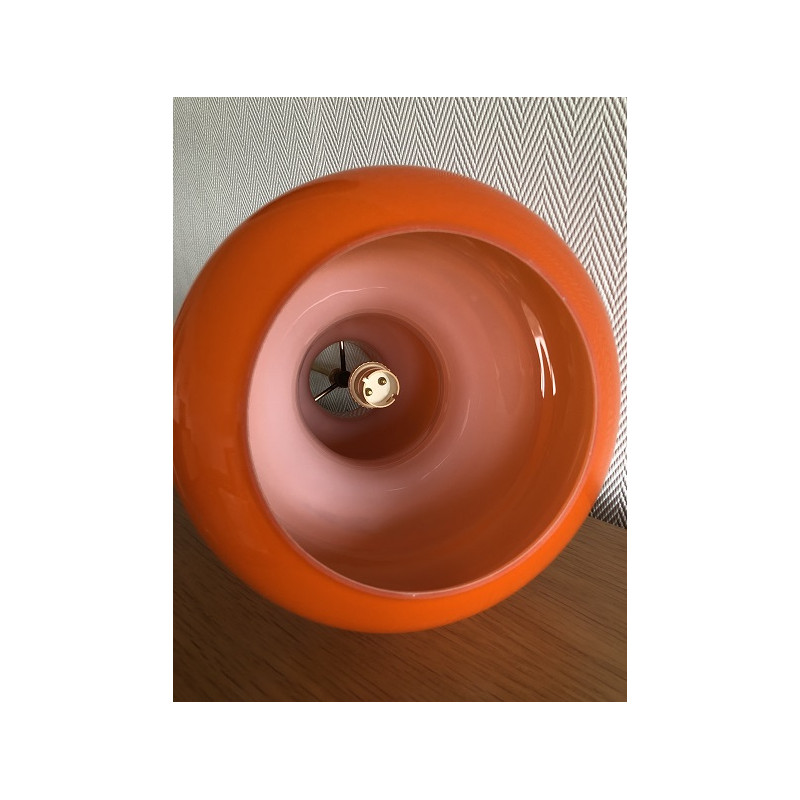 Suspension en opaline orange vintage des années 70