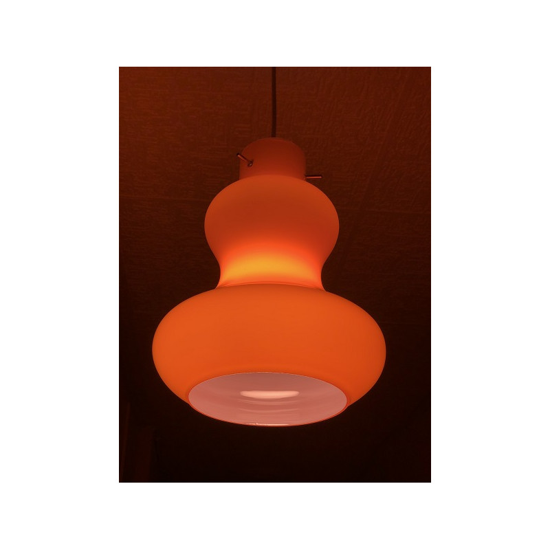 Suspension en opaline orange vintage des années 70