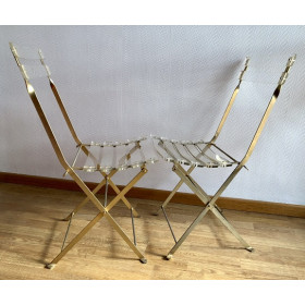 2 chaises vintage pliantes dorées par...