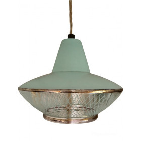 Suspension verre strié, moderniste, des années 50