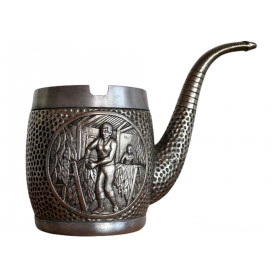 Cendrier Pipe vintage en métal argenté