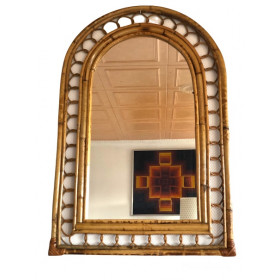 Miroir vintage en bambou et rotin...